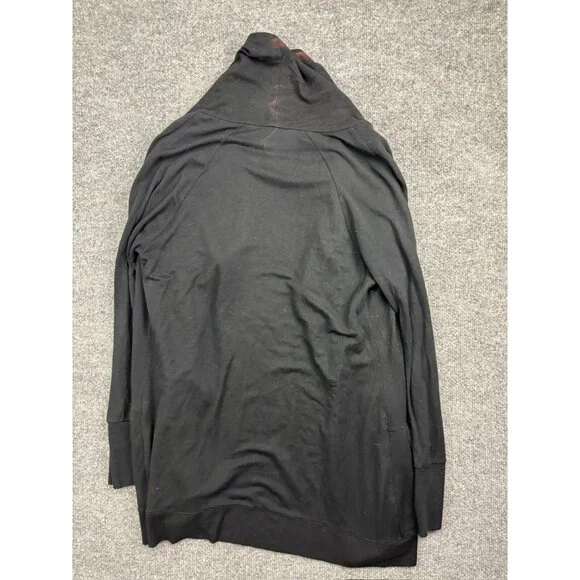 Athleta Cardigan Sweater Women's Medium Black Open Front Pockets Stretch Knit - Picture 6 of 7